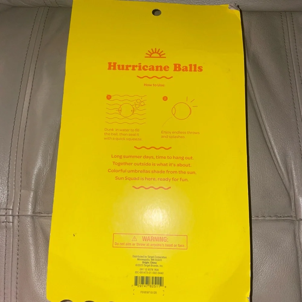 Sun Squad Hurricane Balls 6-Pack New Sealed Outdoor Fun Swim Summer Water Wet